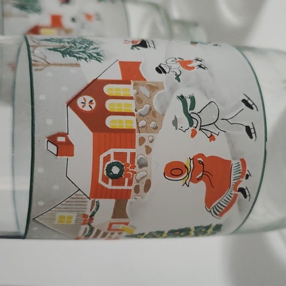 6 Libbey Sango Silent Night Vintage Winter Christmas Footed Beverage Glasses - Picture 2 of 5